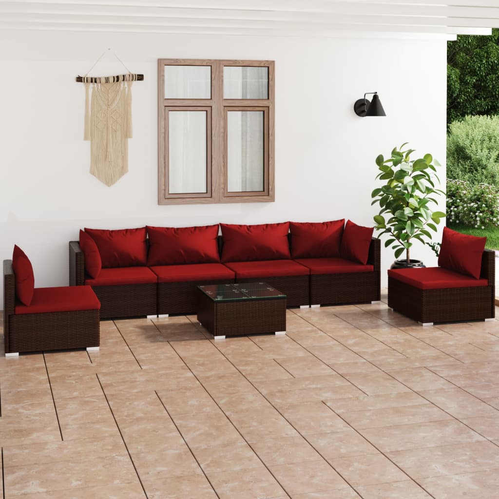 vidaXL 4-delige Loungeset met kussens poly rattan zwart