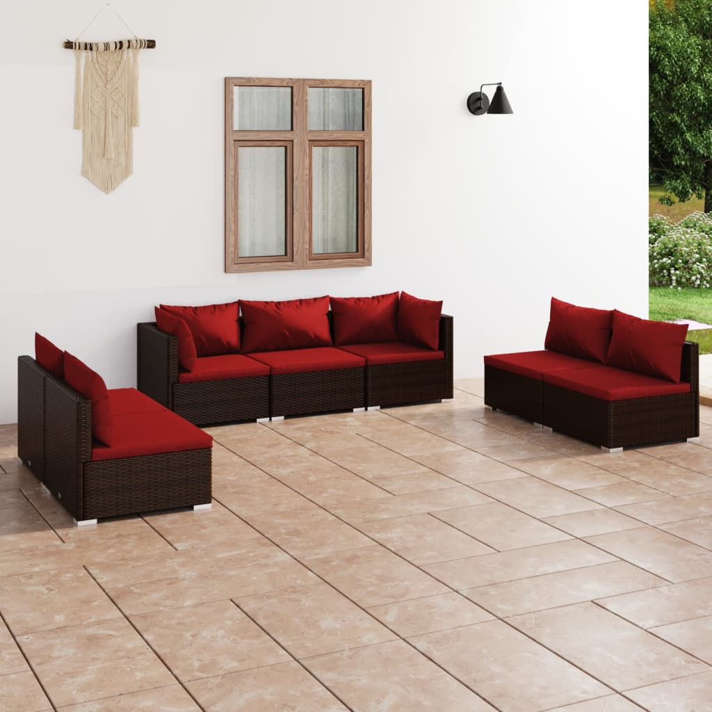 vidaXL 4-delige Loungeset met kussens poly rattan zwart