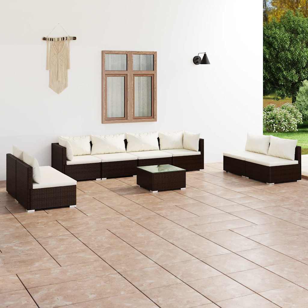 vidaXL 4-delige Loungeset met kussens poly rattan zwart
