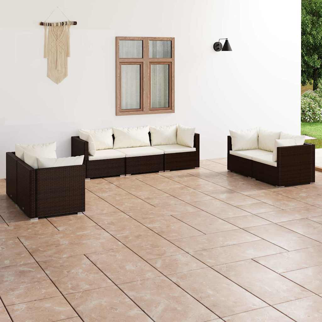 vidaXL 4-delige Loungeset met kussens poly rattan zwart