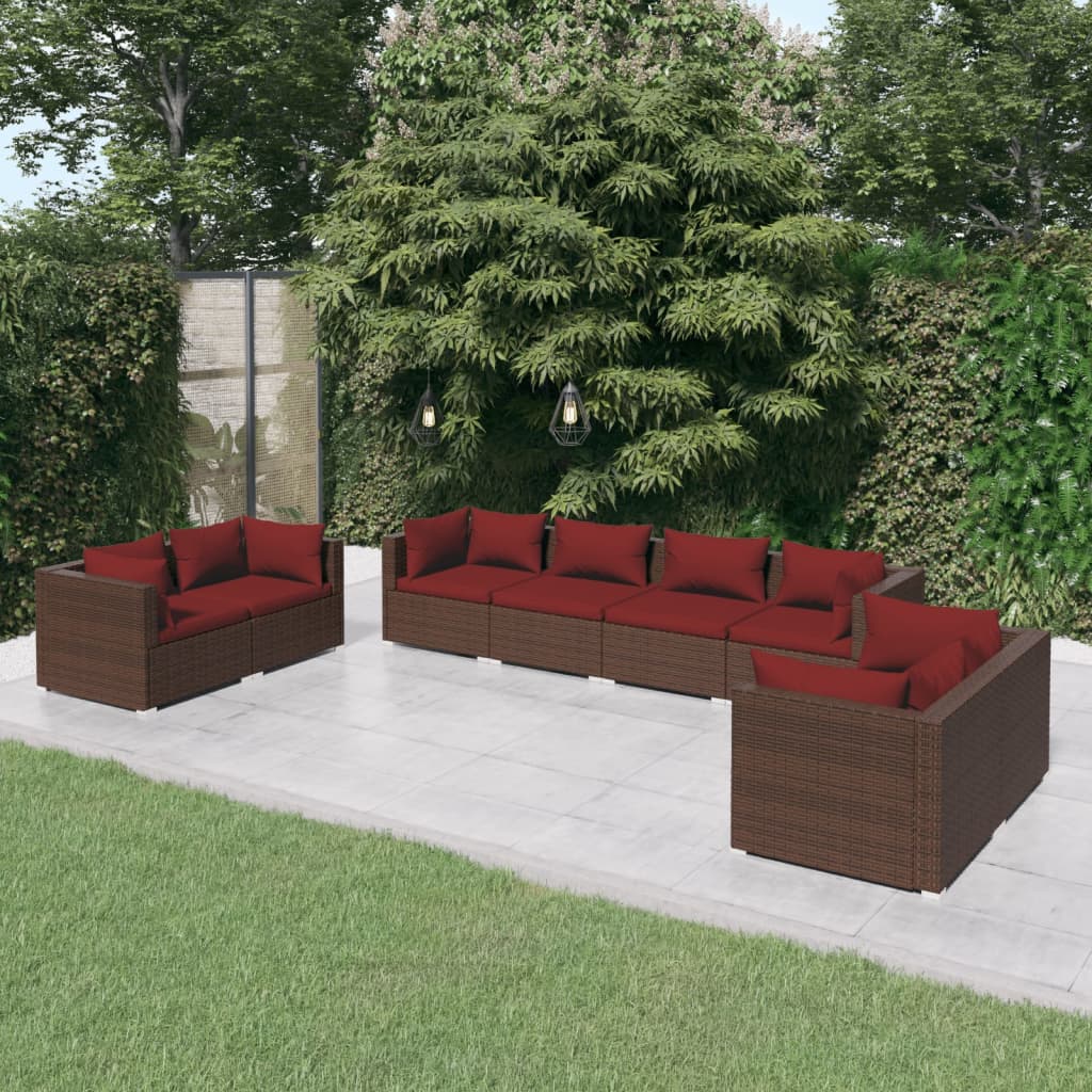 vidaXL 4-delige Loungeset met kussens poly rattan zwart