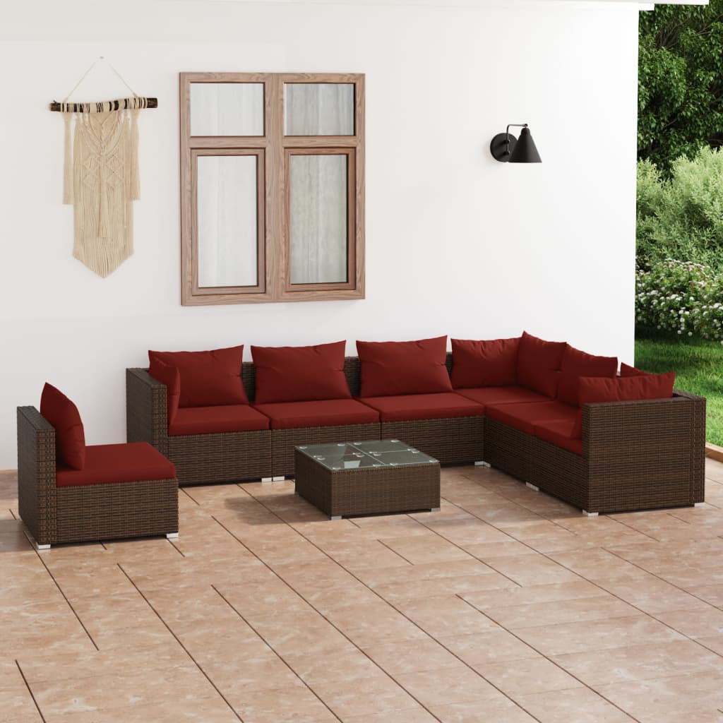 vidaXL Ensemble de salon 5 personnes avec coussins en poly rotin noir