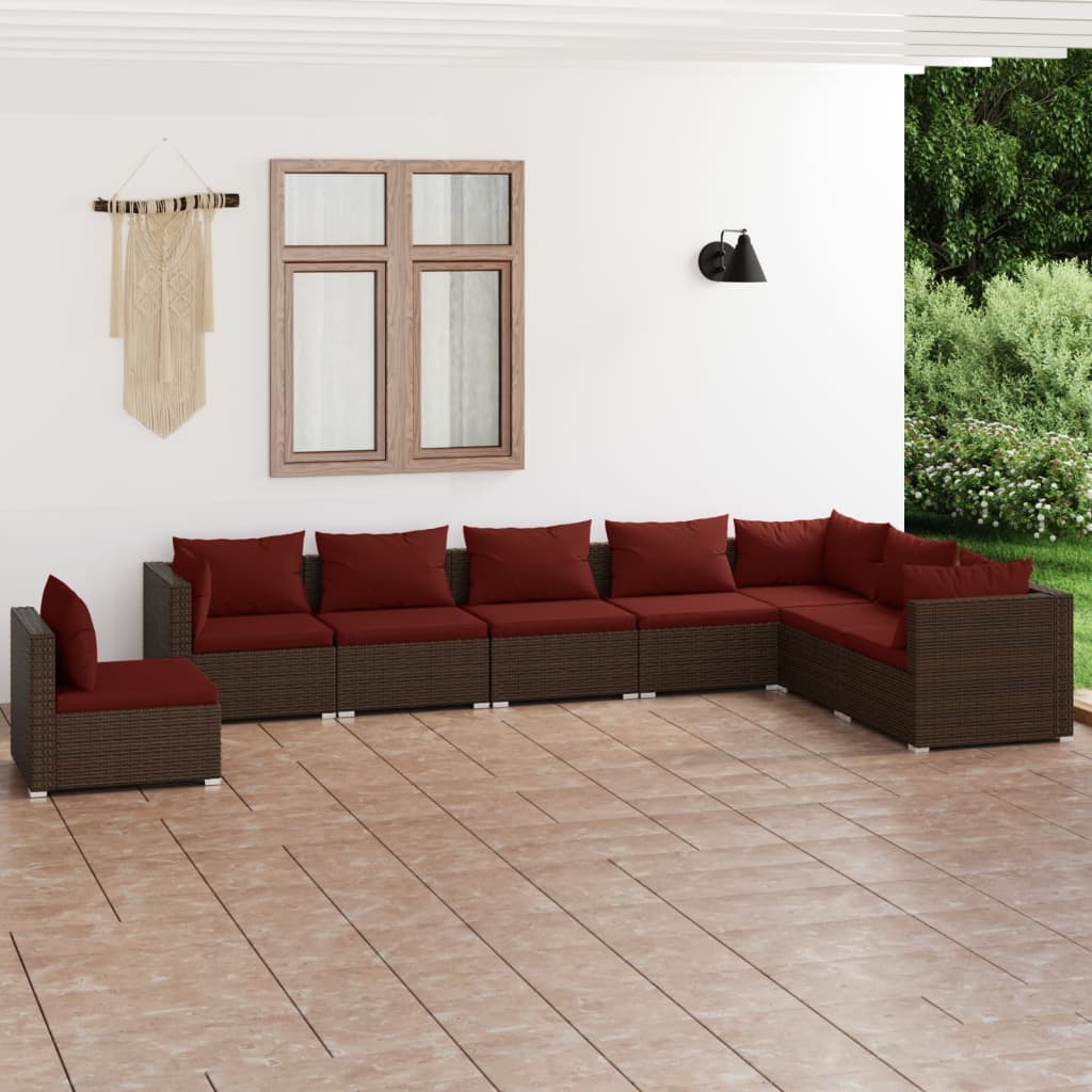 vidaXL Ensemble de salon 5 personnes avec coussins en poly rotin noir