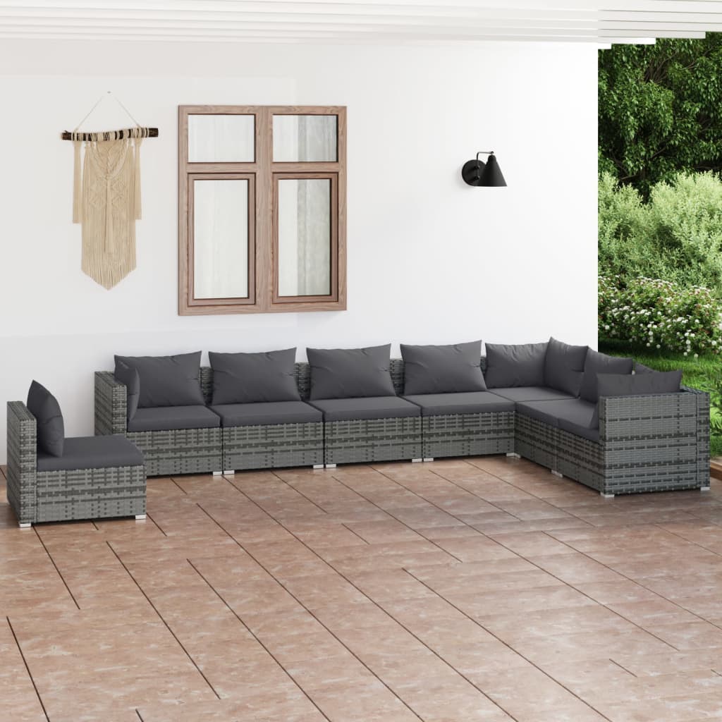 vidaXL Ensemble de salon 5 personnes avec coussins en poly rotin noir