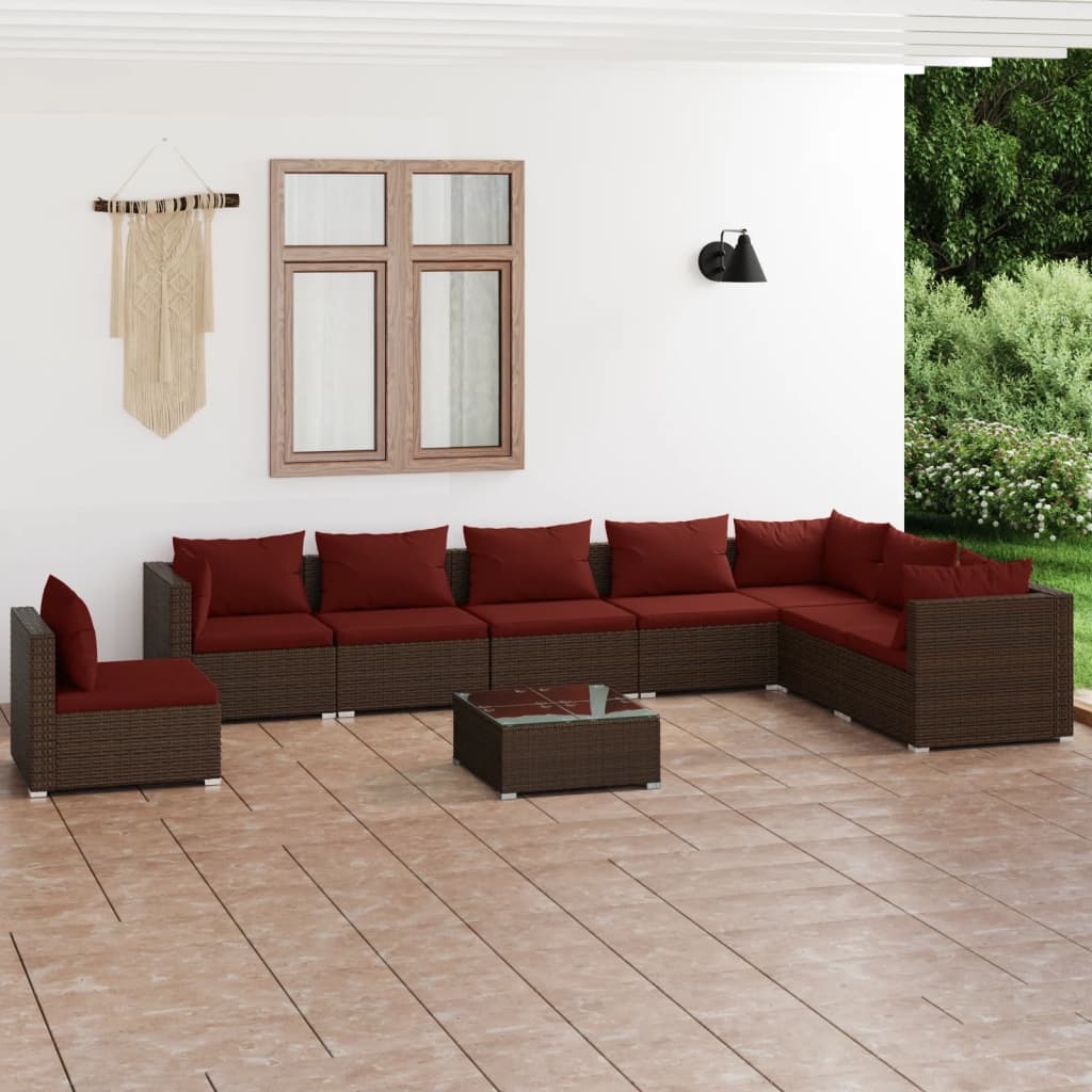 vidaXL Ensemble de salon 5 personnes avec coussins en poly rotin noir