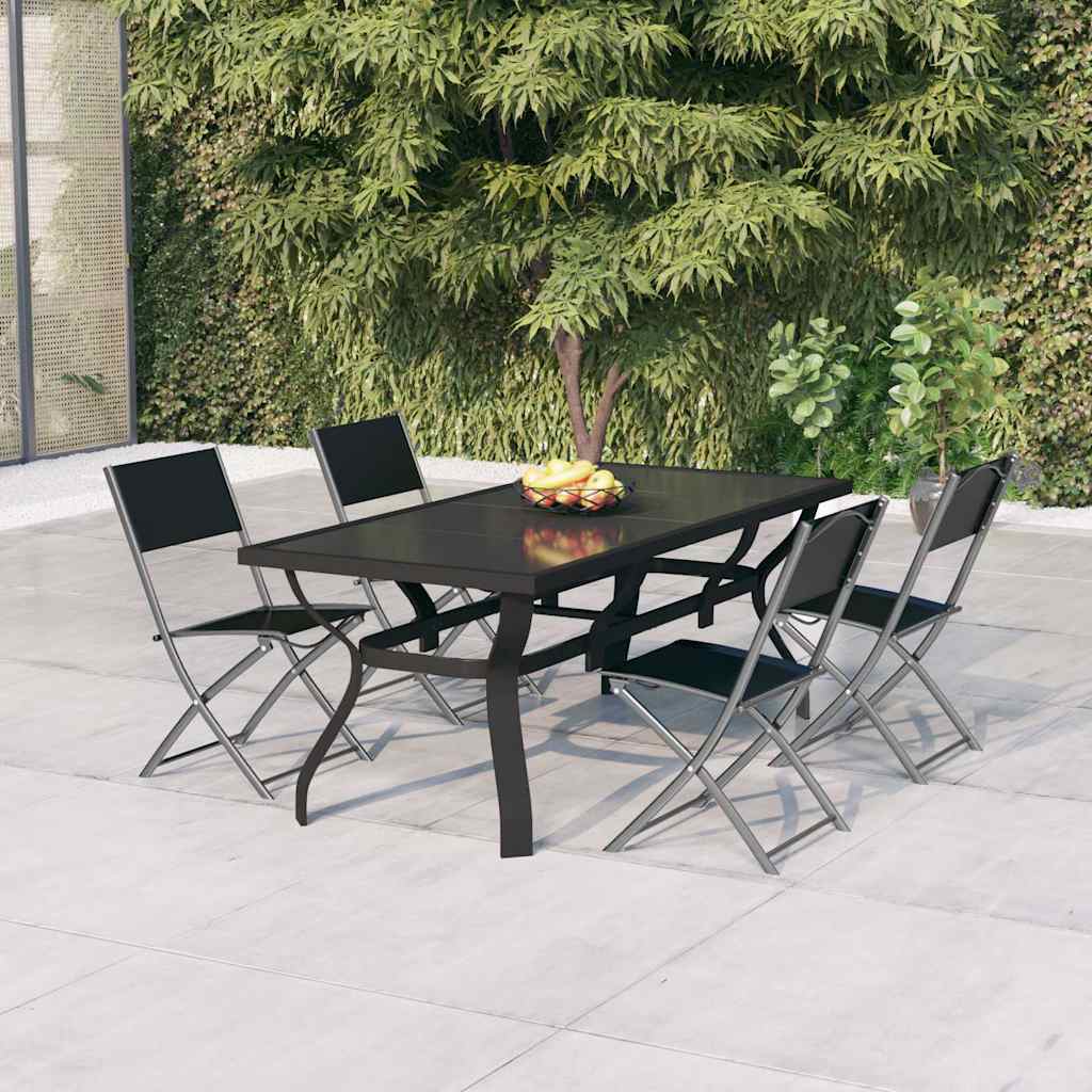 vidaXL 7-delige Tuinset grijs en zwart