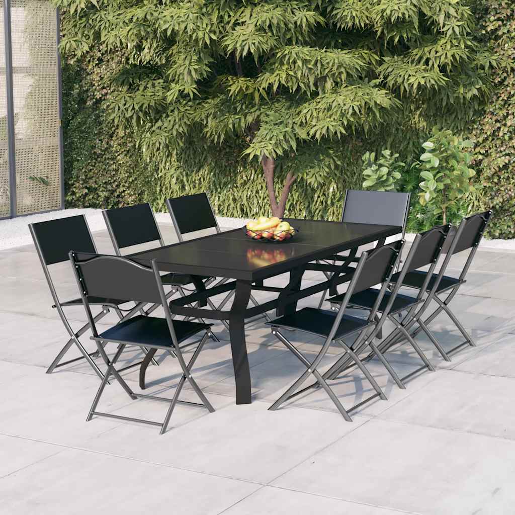 vidaXL 7-delige Tuinset grijs en zwart