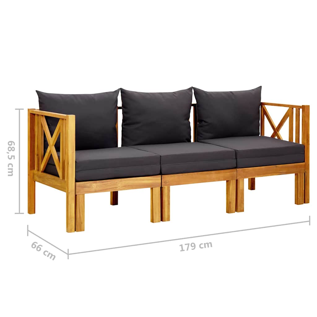 vidaXL Tuinbank 2-zits met kussens 122 cm massief acaciahout