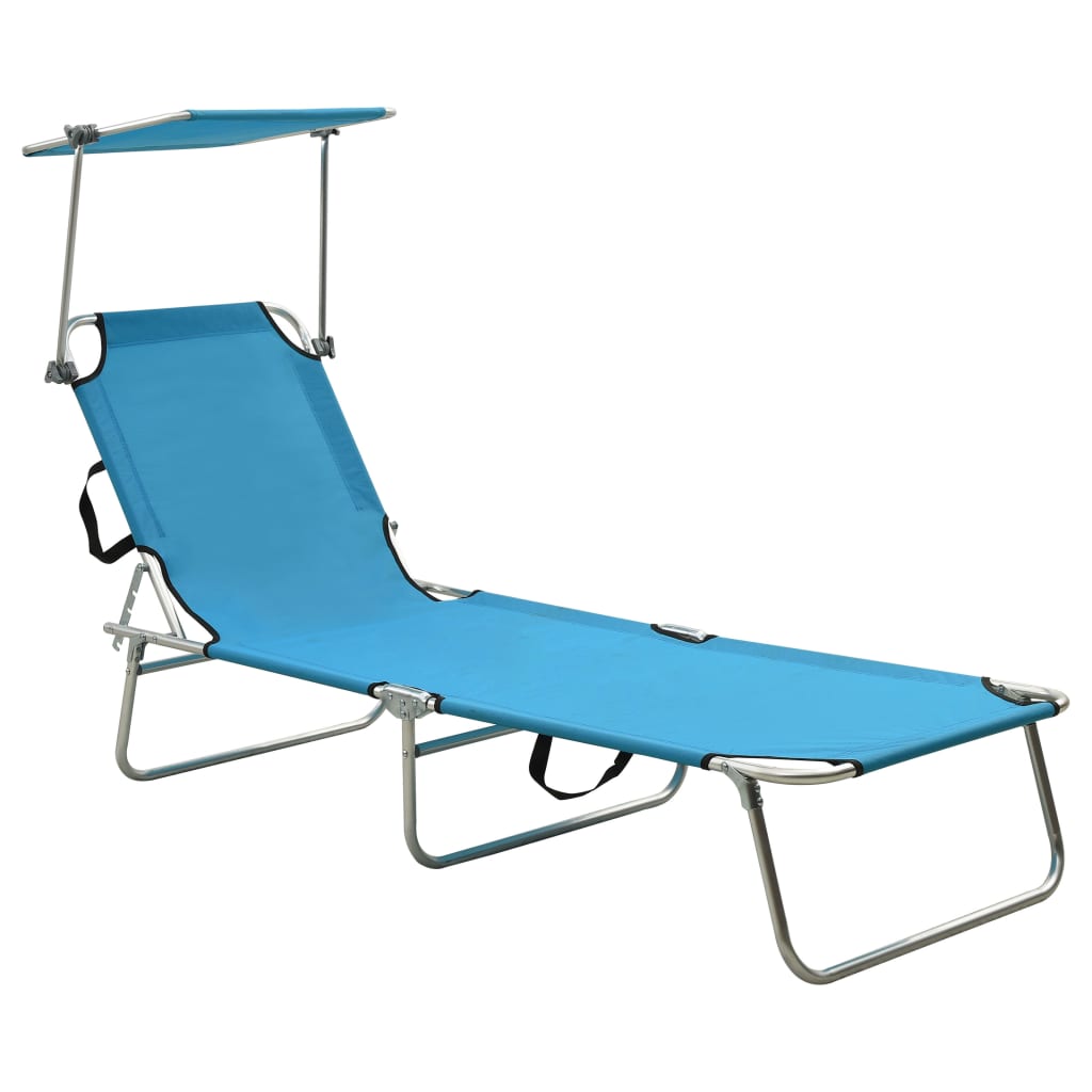 vidaXL Foldable Sun Lounger with Canopy Steel Apple Green