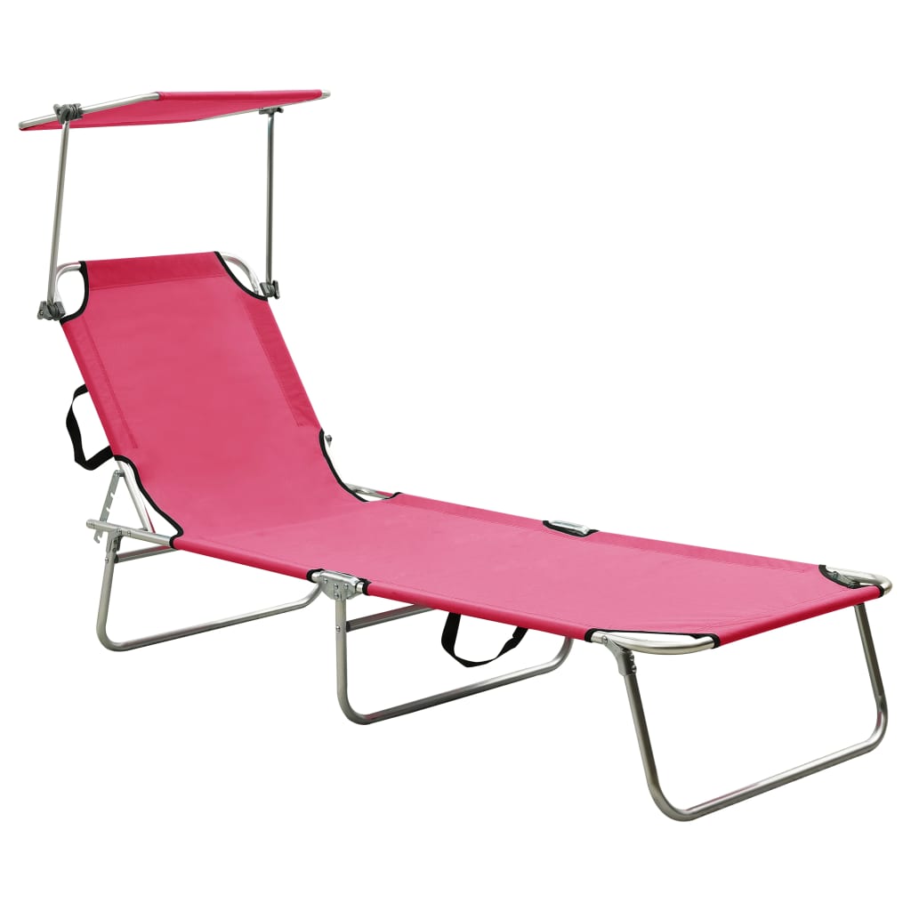 vidaXL Foldable Sun Lounger with Canopy Steel Apple Green
