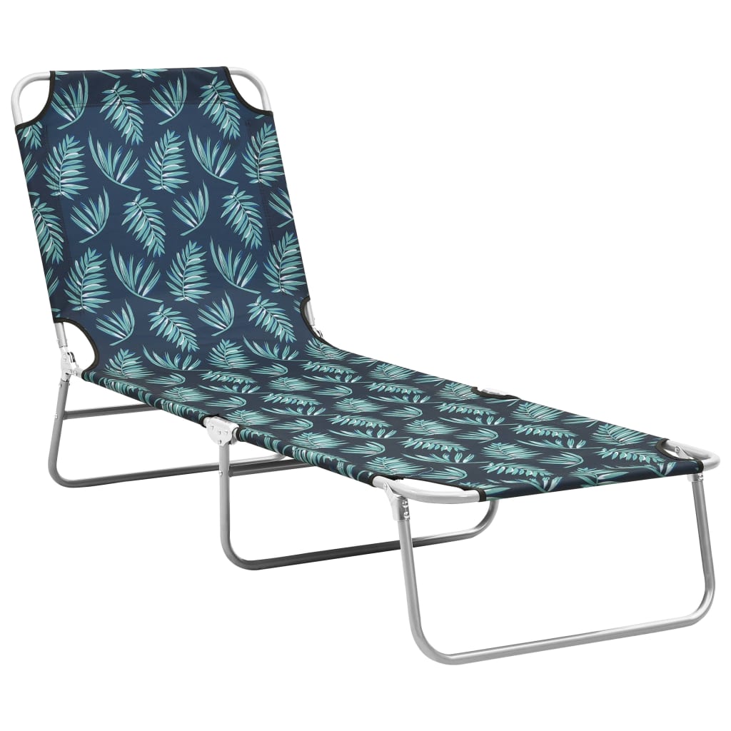 vidaXL Ligbed inklapbaar staal en stof turquoiseblauw