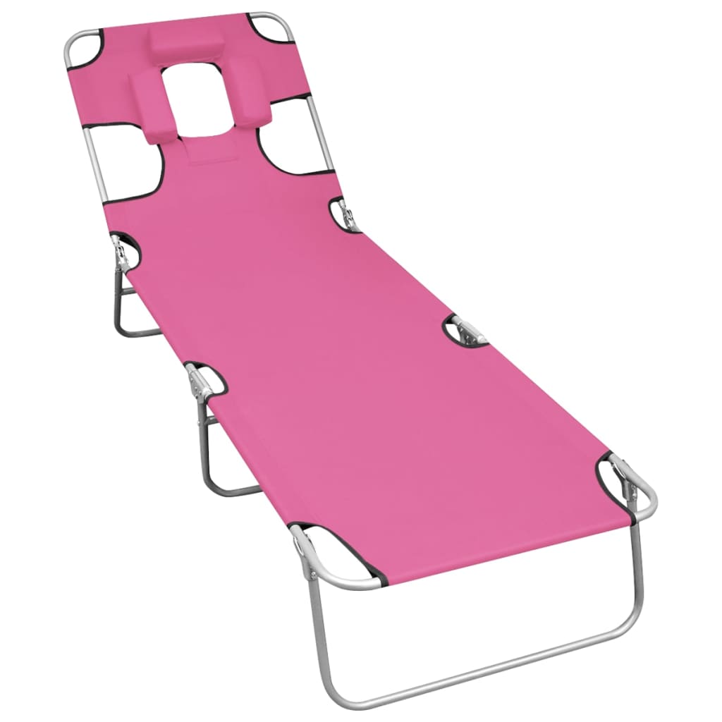vidaXL Foldable Sun Lounger with Pillow Steel Turquoise