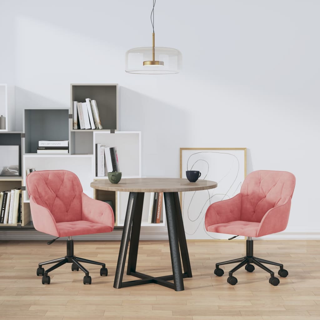 vidaXL Eetkamerstoelen draaibaar 2 st fluweel blauw