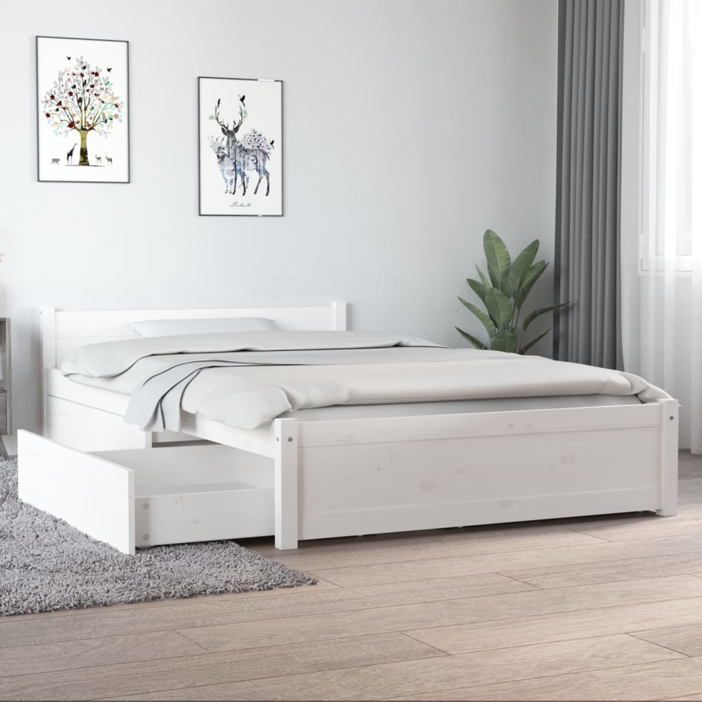 vidaXL Bedframe met lades wit 135x190 cm