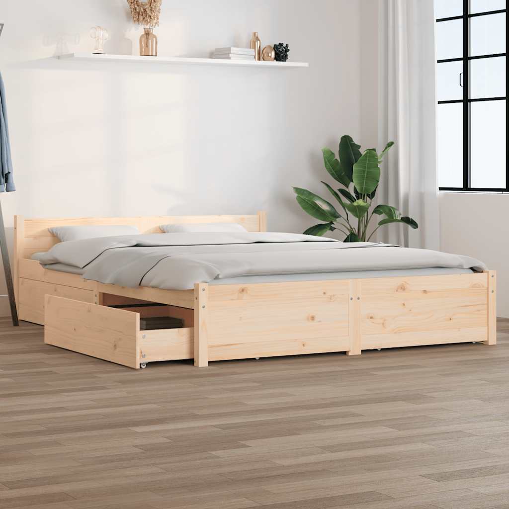 vidaXL Bedframe met lades wit 135x190 cm
