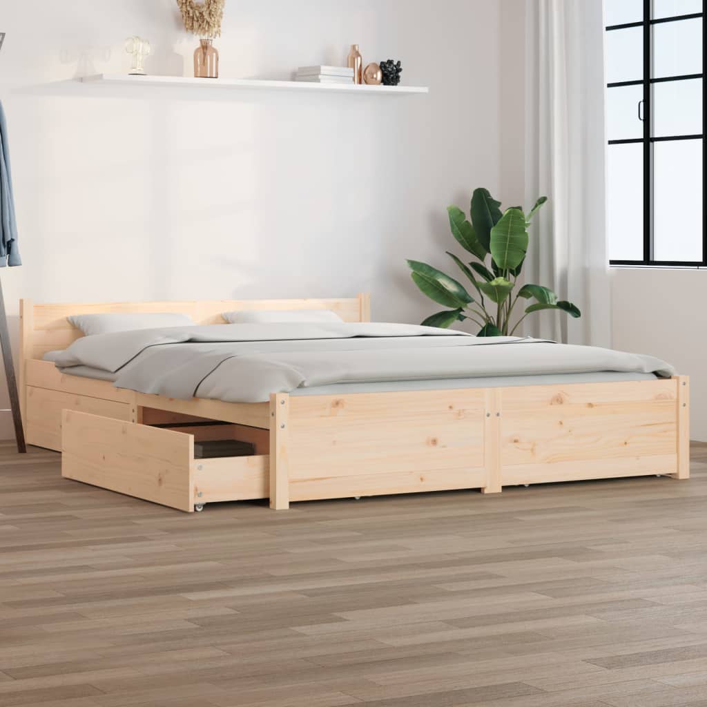 vidaXL Bedframe met lades wit 135x190 cm