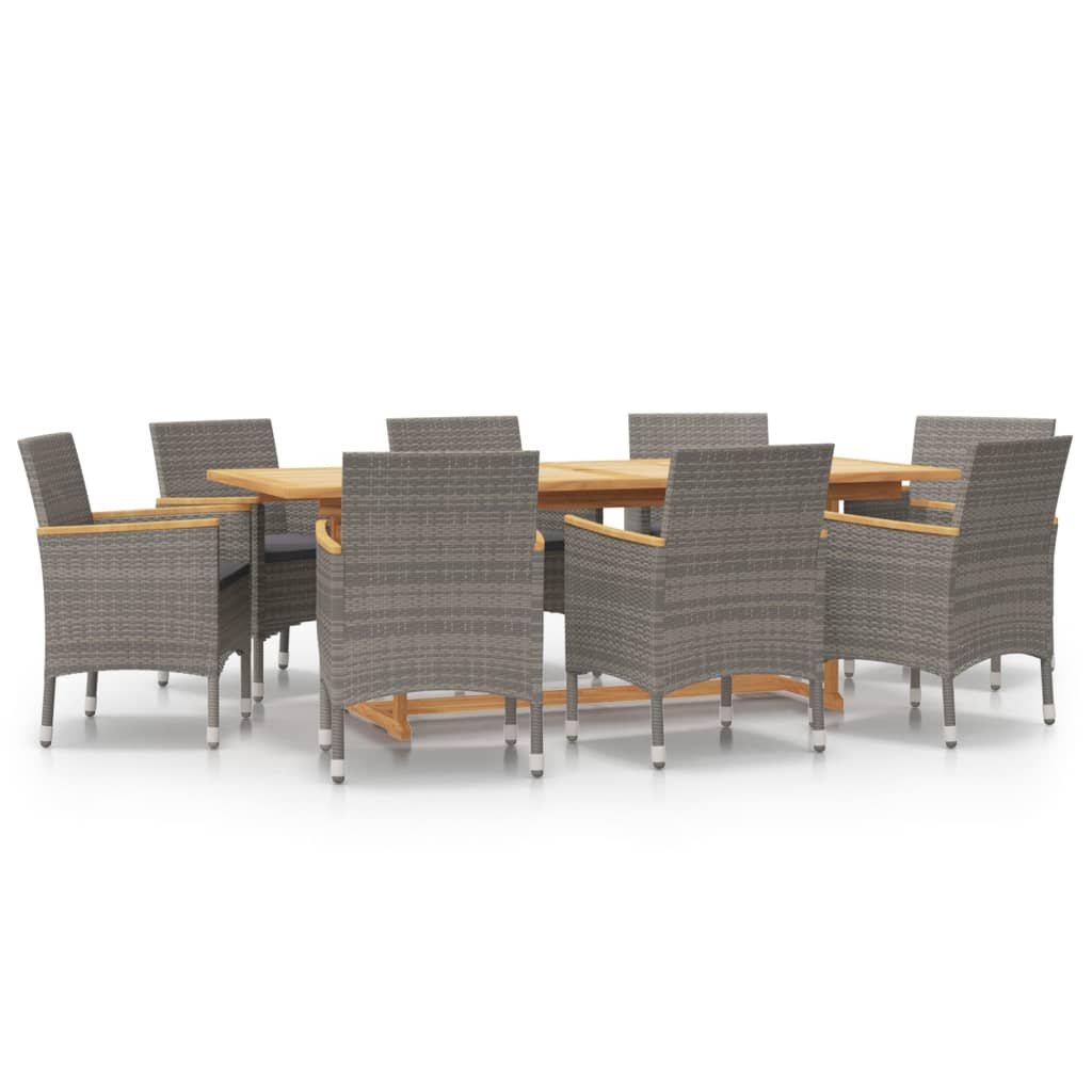 vidaXL 9-piece Garden Dining Set with Cushions Black