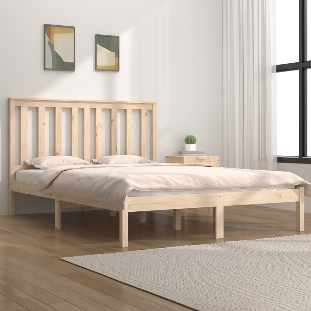 vidaXL Bedframe massief grenenhout zwart 75x190 cm