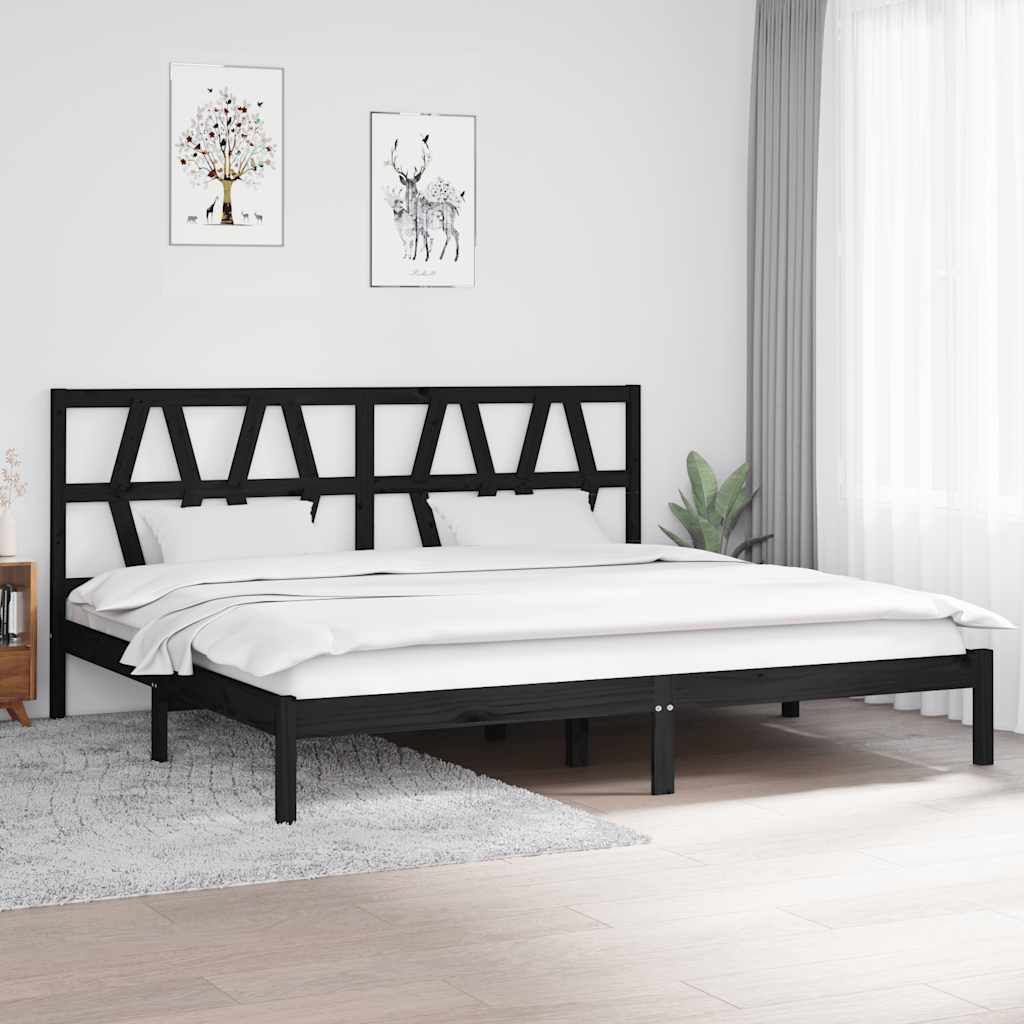 vidaXL Bedframe massief grenenhout zwart 75x190 cm