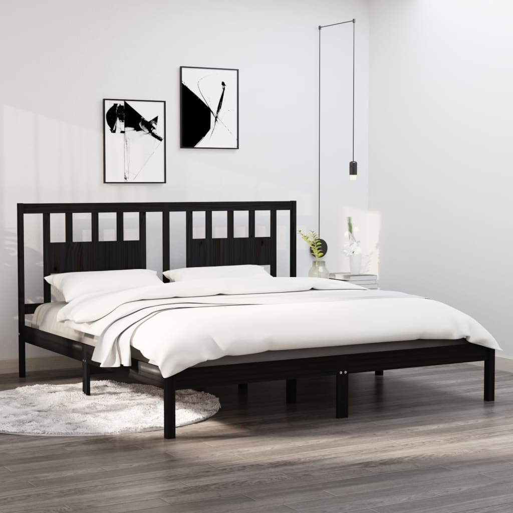 vidaXL Bed frame solid wood black 75x190 cm