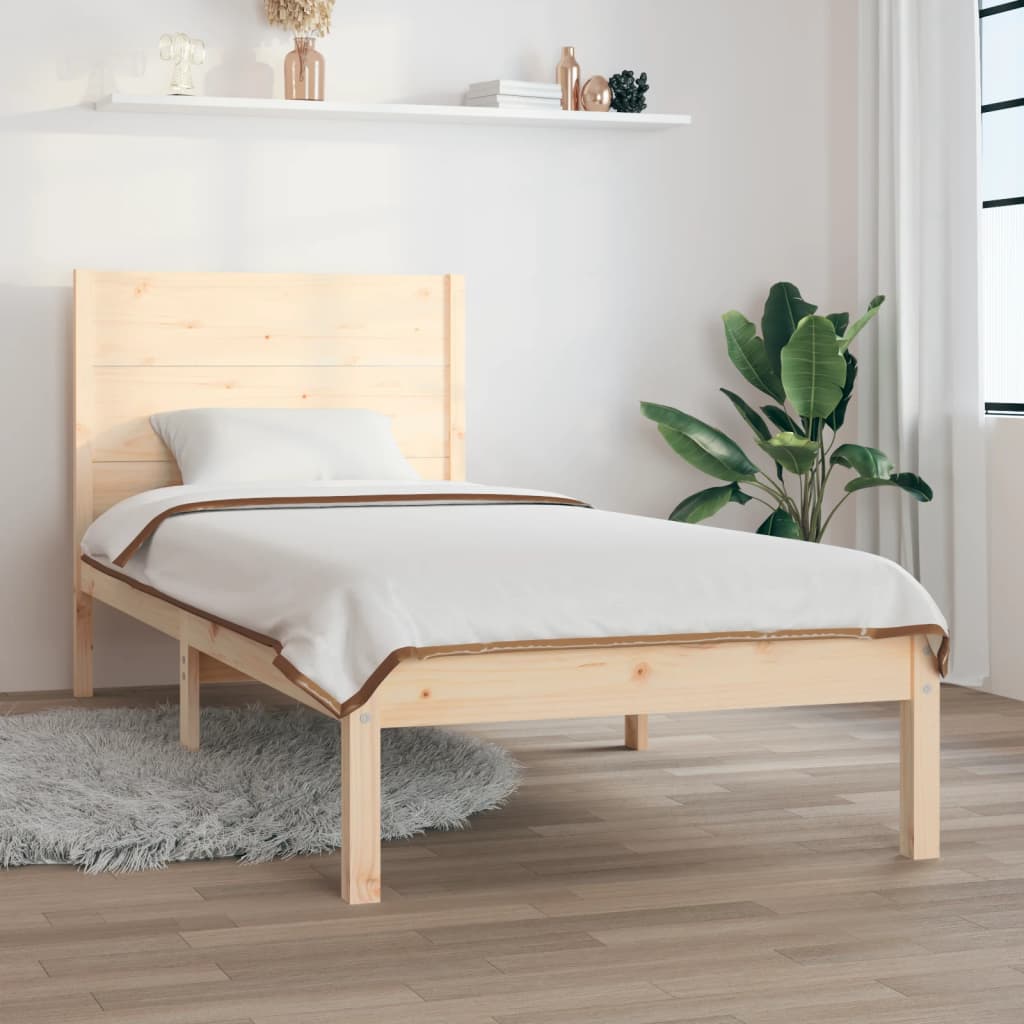 vidaXL Bed Frame Solid Wood 75x190 cm