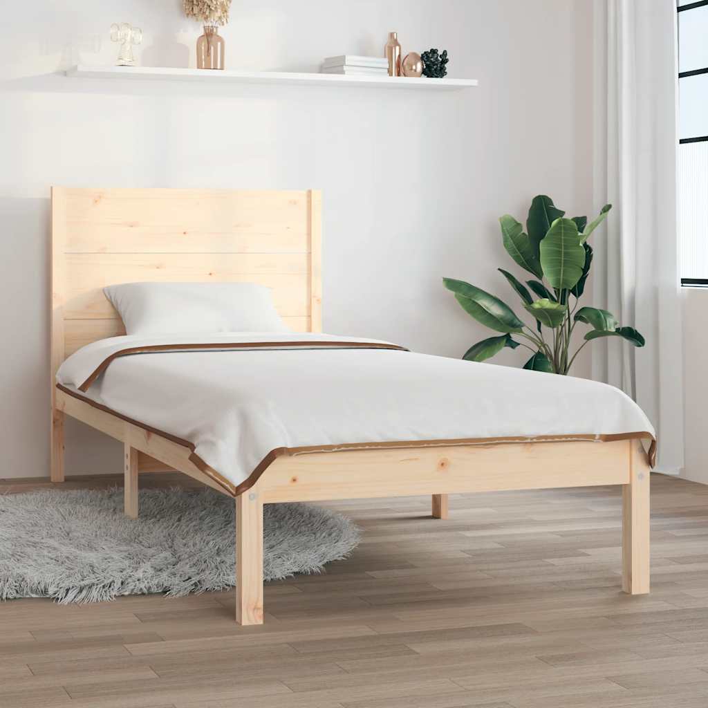 vidaXL Bed Frame Solid Wood 75x190 cm