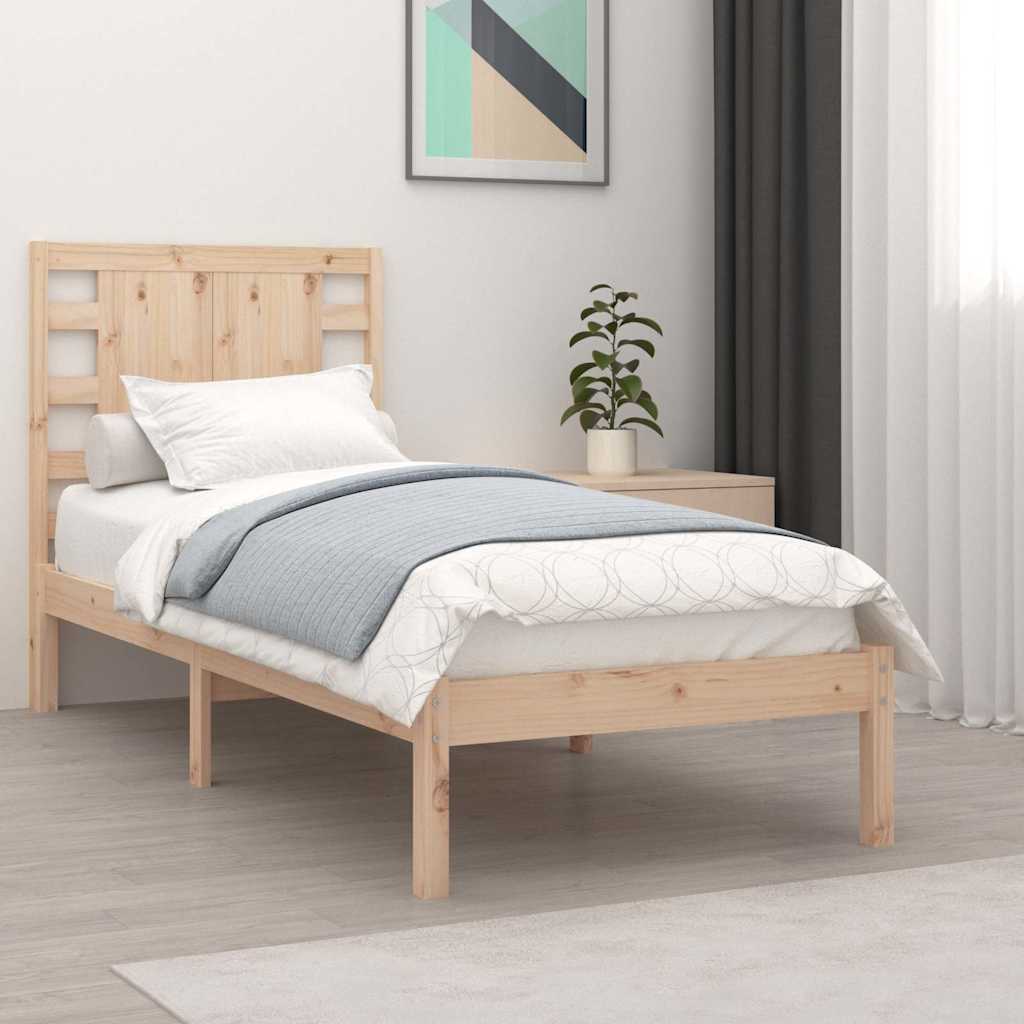 vidaXL Bed frame solid wood black 75x190 cm