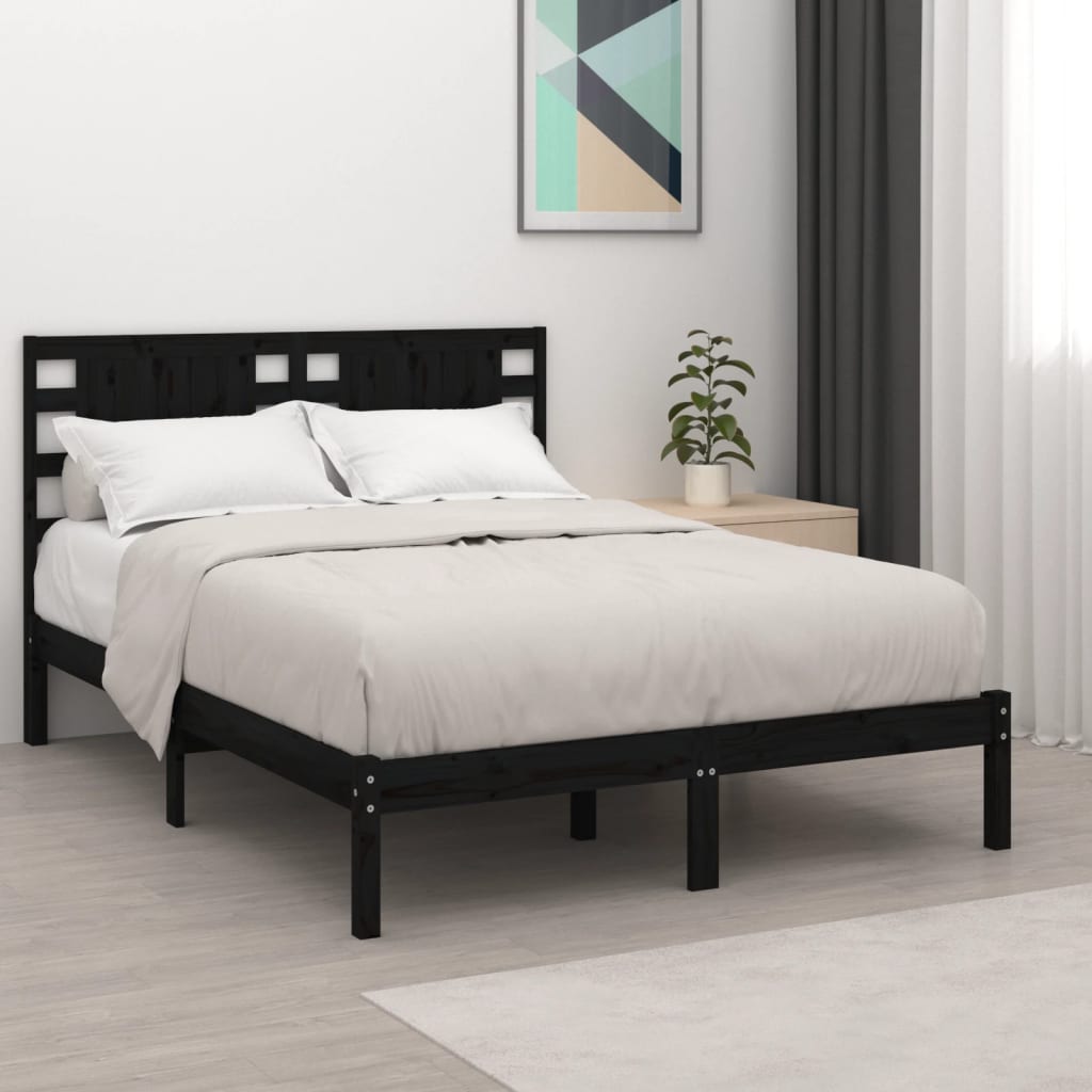 vidaXL Bed frame solid wood black 75x190 cm