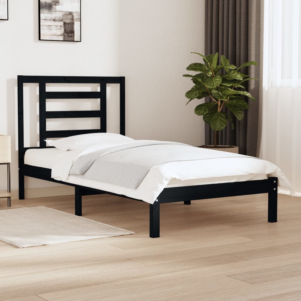 vidaXL Bedframe massief hout wit 75x190 cm