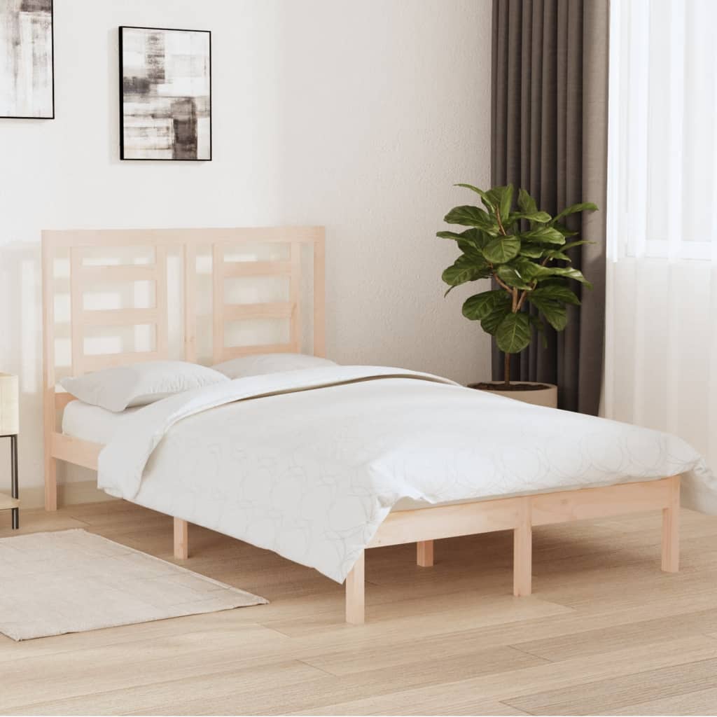 vidaXL Bedframe massief hout wit 75x190 cm