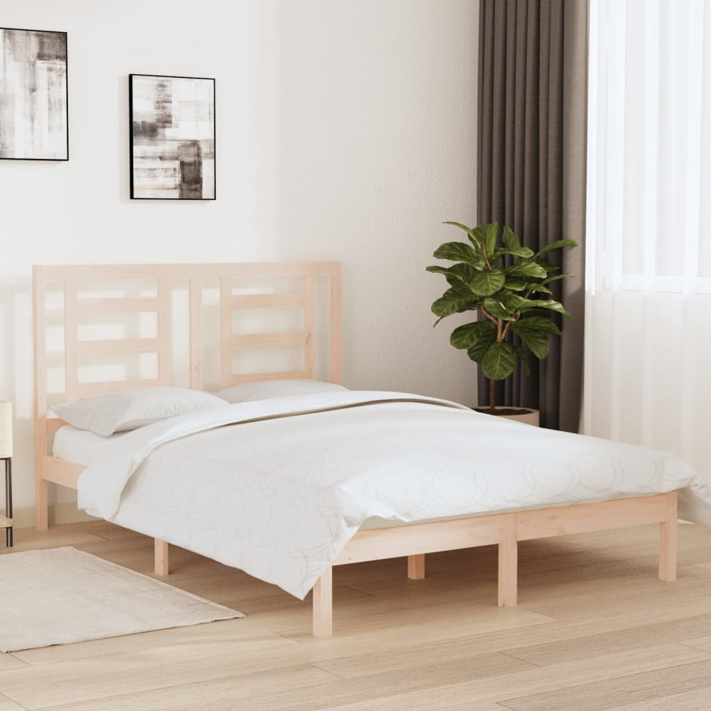 vidaXL Bedframe massief hout wit 75x190 cm