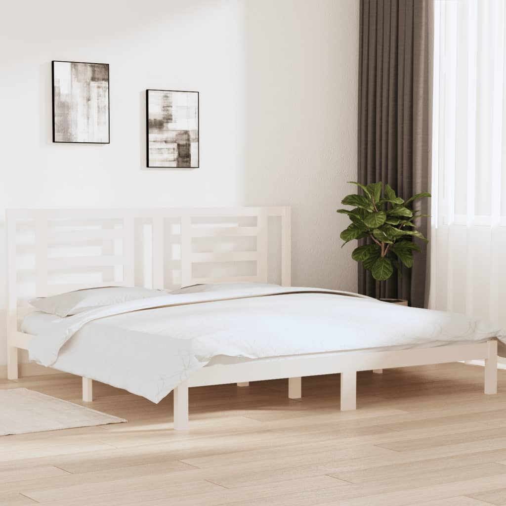 vidaXL Bedframe massief hout wit 75x190 cm