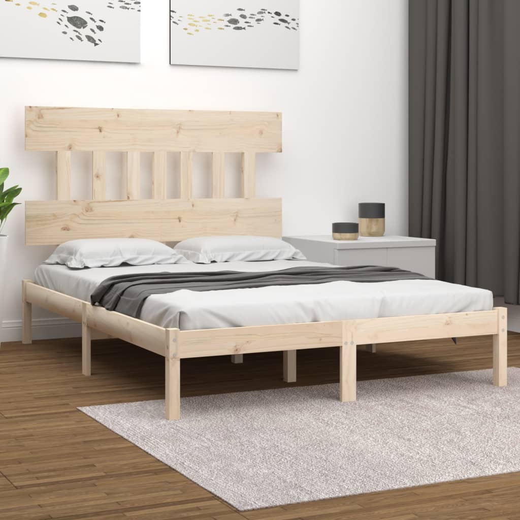 vidaXL Bed frame solid wood black 75x190 cm