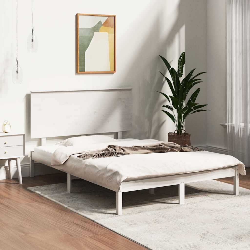 vidaXL Bedframe massief hout wit 90x190 cm