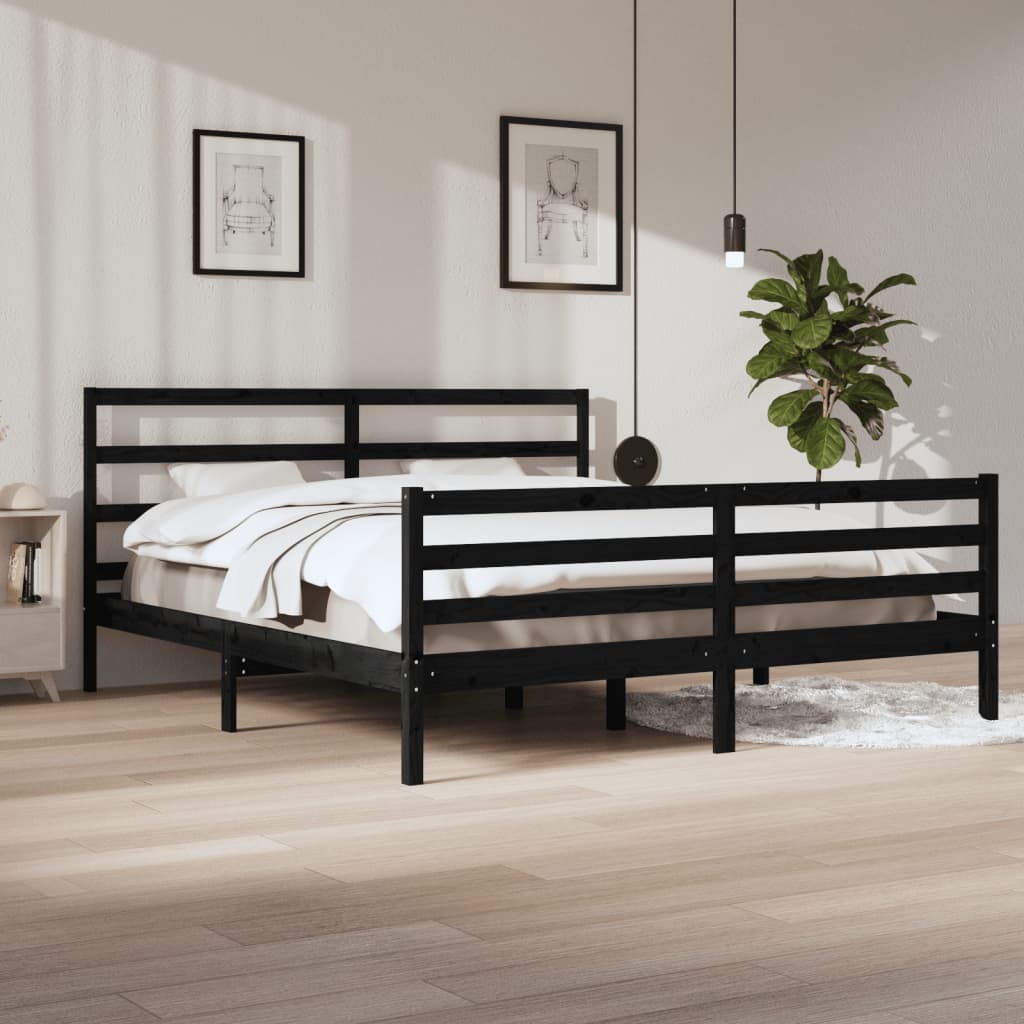 vidaXL Bed Frame Solid Pine Wood Grey 200x200 cm