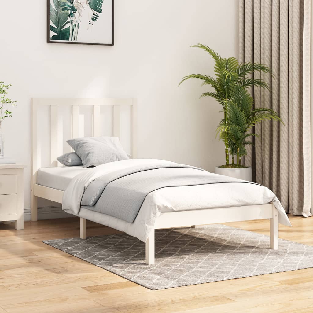 vidaXL Bedframe massief grenenhout wit 75x190 cm
