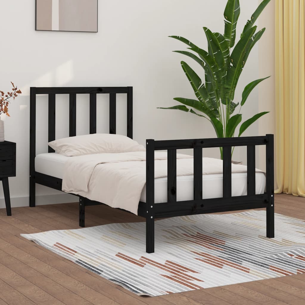vidaXL Bed Frame Solid Wood White 75x190 cm
