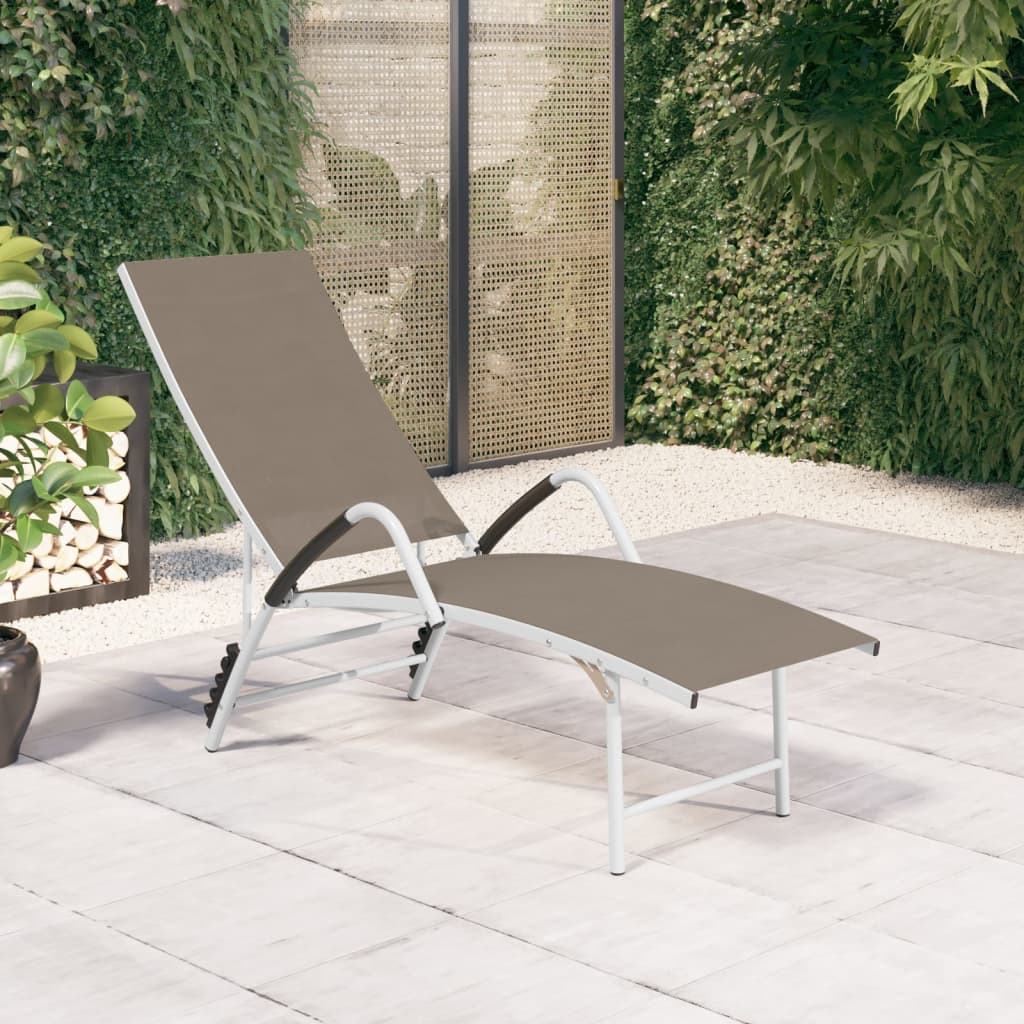 vidaXL Ligbed textileen en aluminium zwart