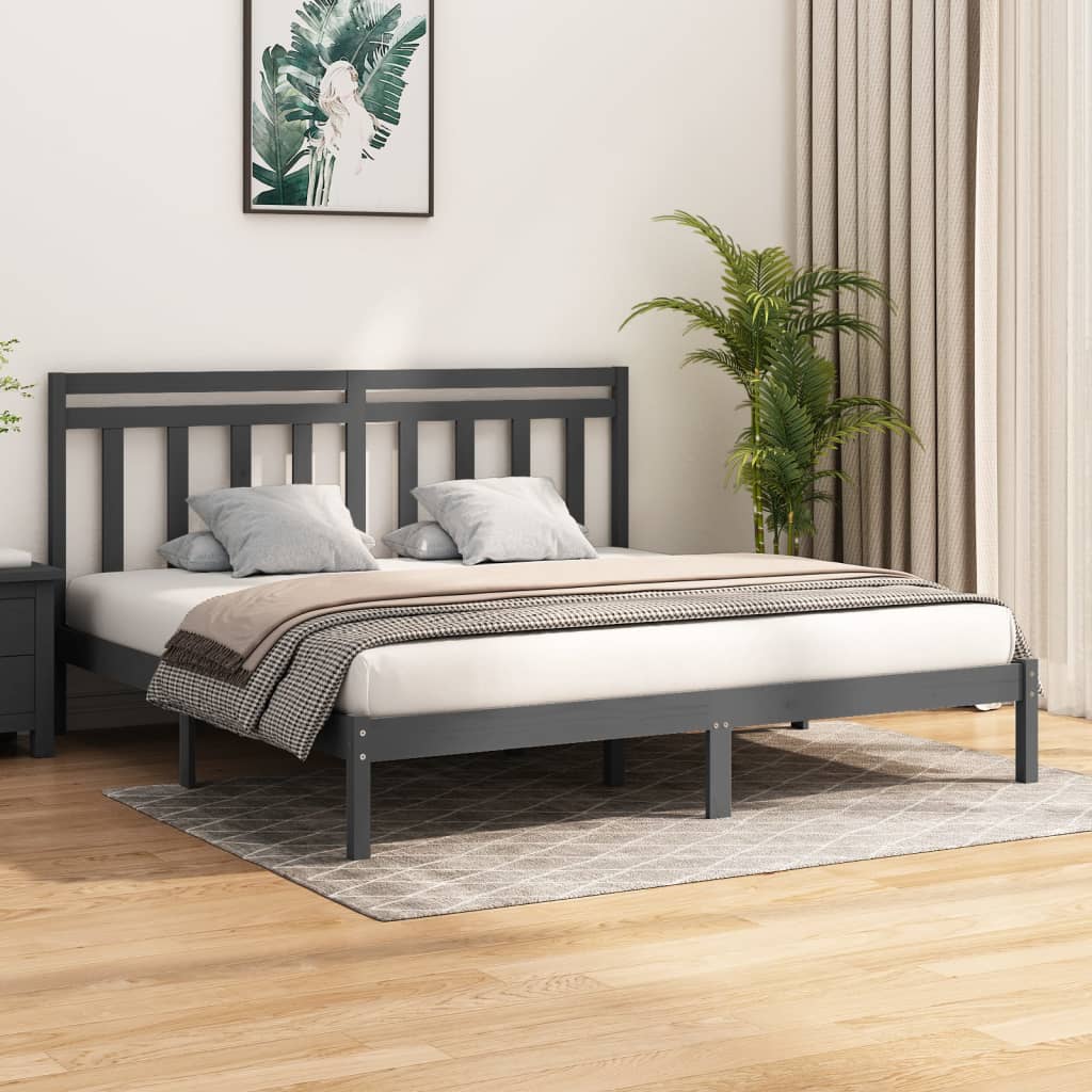 vidaXL Bed frame solid wood black 75x190 cm