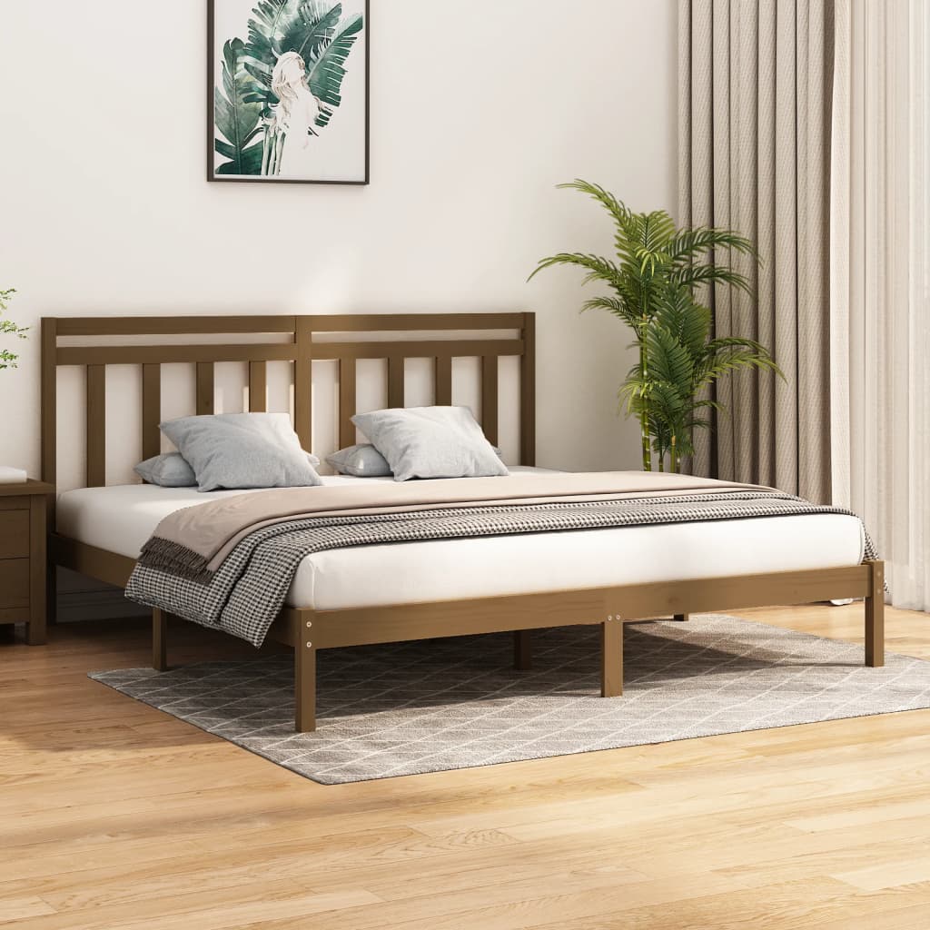 vidaXL Bed frame solid wood black 75x190 cm