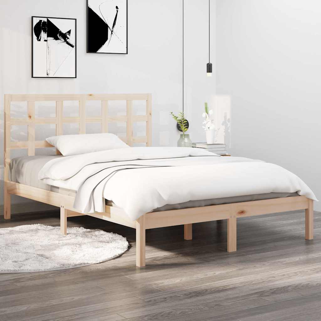 vidaXL Bedframe massief hout wit 75x190 cm