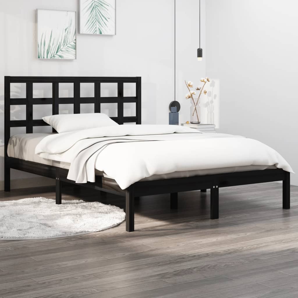 vidaXL Bedframe massief hout wit 75x190 cm