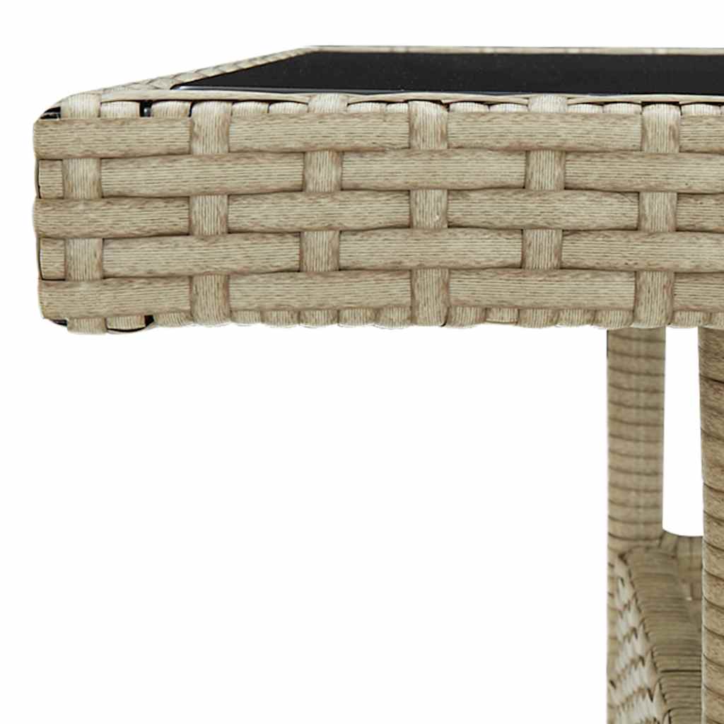 vidaXL Tuintafel poly rattan en glas beige