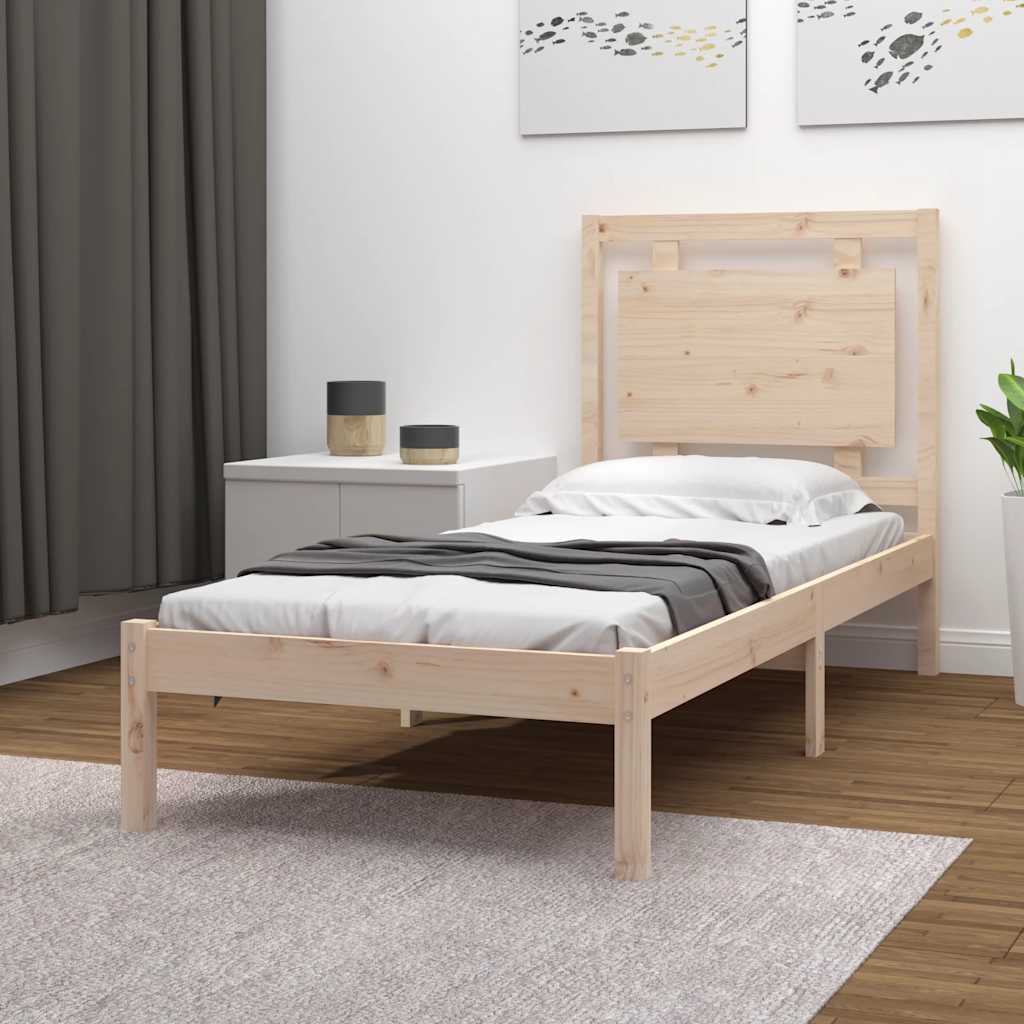 vidaXL Bed frame solid wood black 75x190 cm