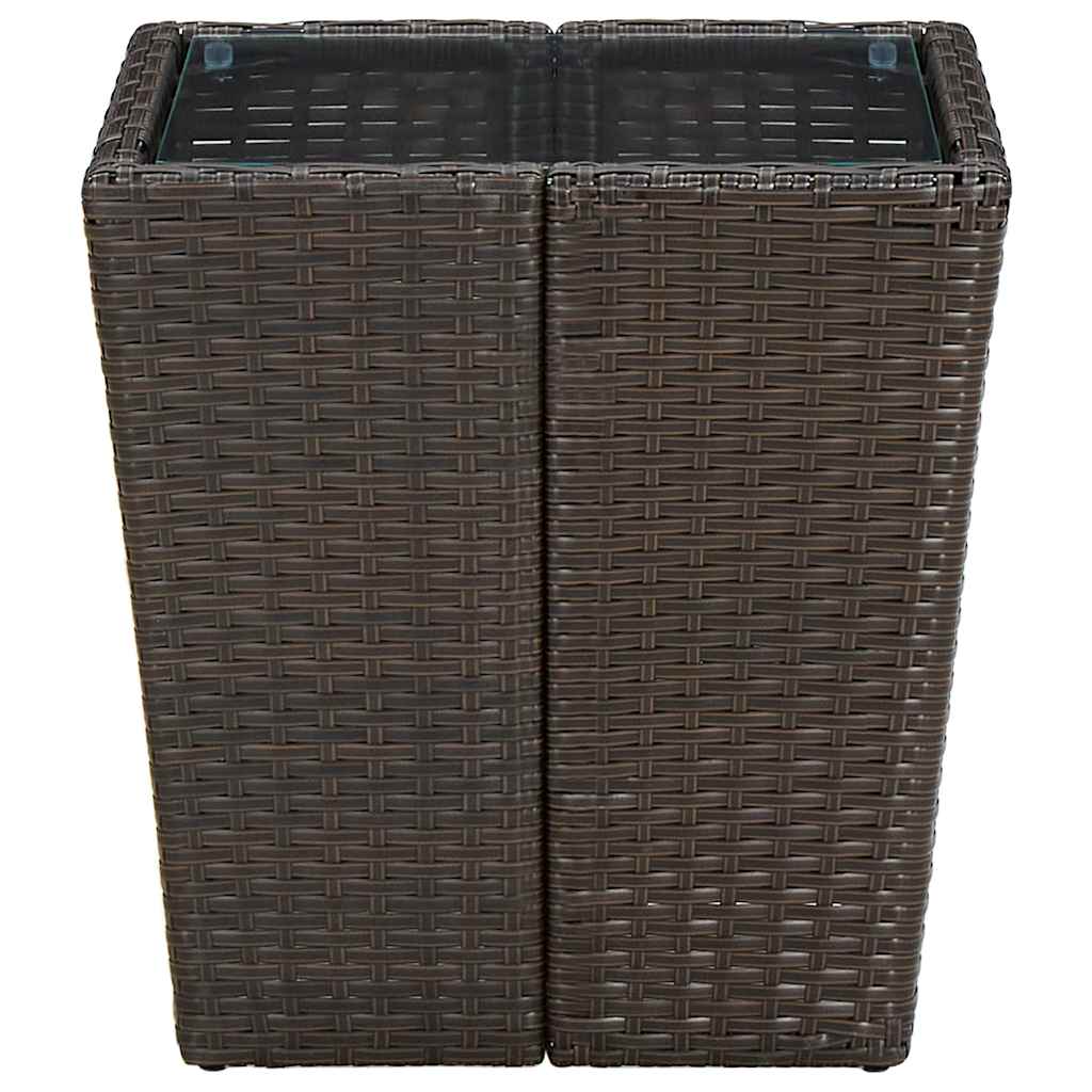 vidaXL Coffee Table 41.5x41.5x44 cm Poly Rattan and Tempered Glass Beige