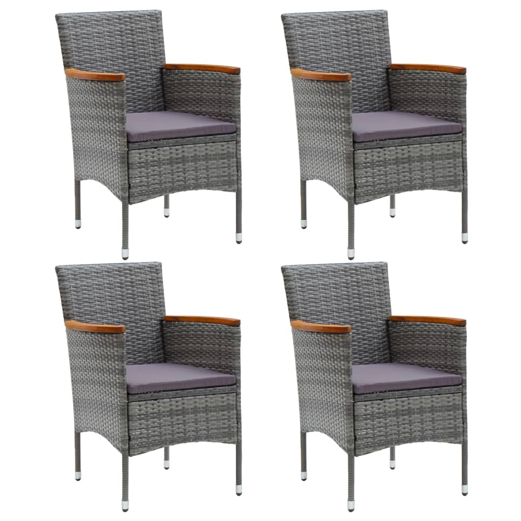 vidaXL Garden Chairs 4 pcs Poly Rattan Black
