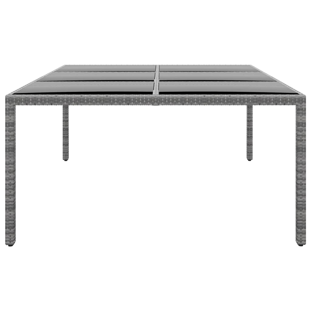 vidaXL Tuintafel 200x150x75 cm gehard glas en poly rattan grijs