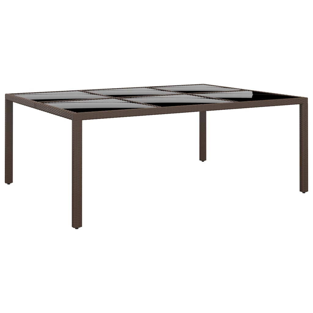 vidaXL Tuintafel 200x150x75 cm gehard glas en poly rattan grijs