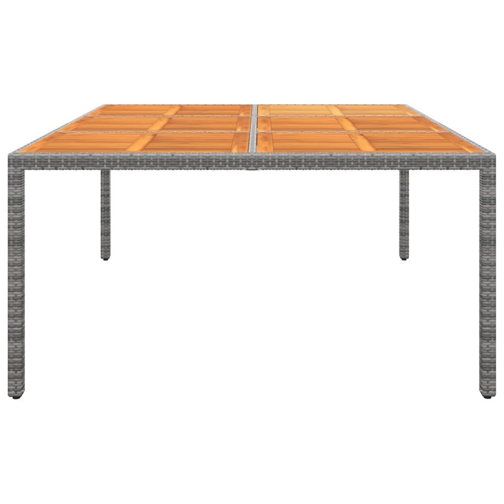 vidaXL Garden Table 200x150x75 cm acacia wood and poly rattan black
