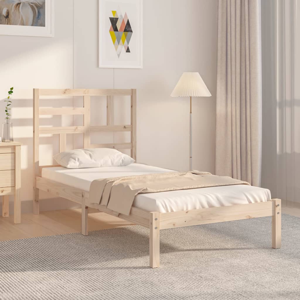 vidaXL Bed Frame Solid Wood 75x190 cm